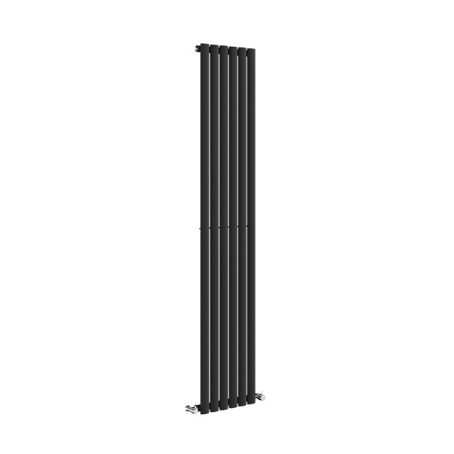 Sorrento Midnight Black Vertical Oval Designer Radiator 1800x354mm Single Panel 2530 BTU