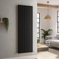 Riace Midnight Black Vertical Flat Designer Radiator 1600x544mm Single Panel 3256 BTU