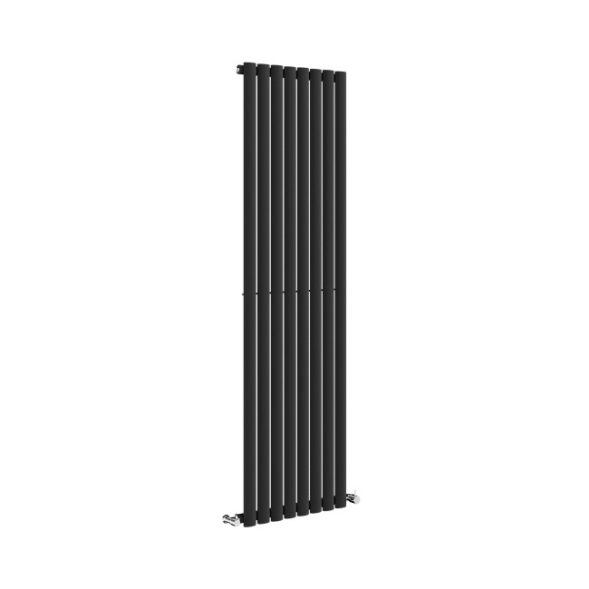 Sorrento Midnight Black Vertical Oval Designer Radiator 1600x472mm Single Panel 3043 BTU