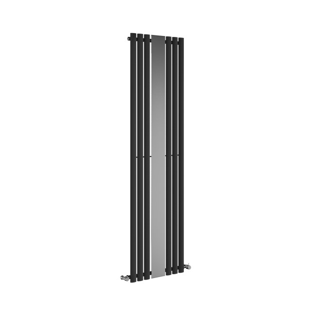 Specchio Midnight Black Vertical Oval Designer Radiator with Mirror 1800x500mm Single Panel 2680 BTU