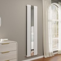 Specchio White Vertical Oval Designer Radiator with Mirror 1800x500mm Single Panel 2680 BTU