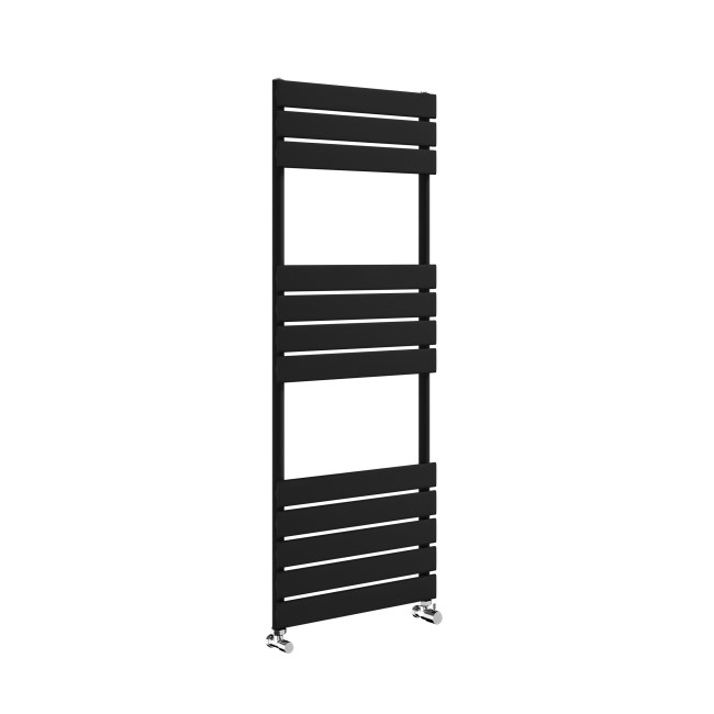 Riace Midnight Black Vertical Flat Towel Radiator 1200x450mm Single Panel 1621 BTU