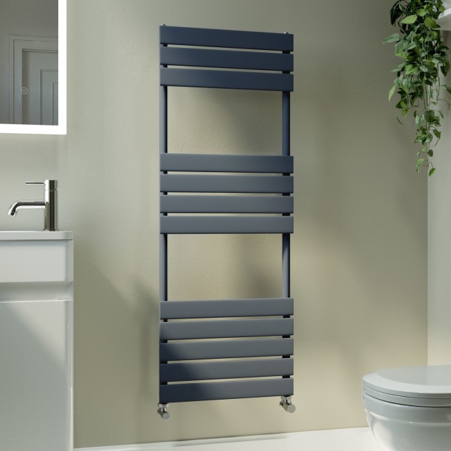 Riace Anthracite Vertical Flat Towel Radiator 1200x450mm Single Panel 1621 BTU