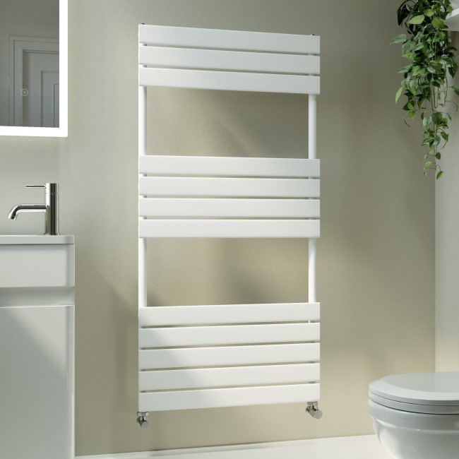 Riace White Vertical Flat Towel Radiator 1200x600mm Single Panel 2034 BTU