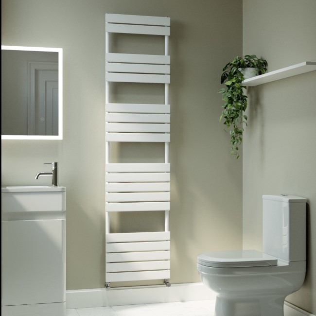 Riace White Vertical Flat Towel Radiator 1800x450mm Single Panel 2471 BTU