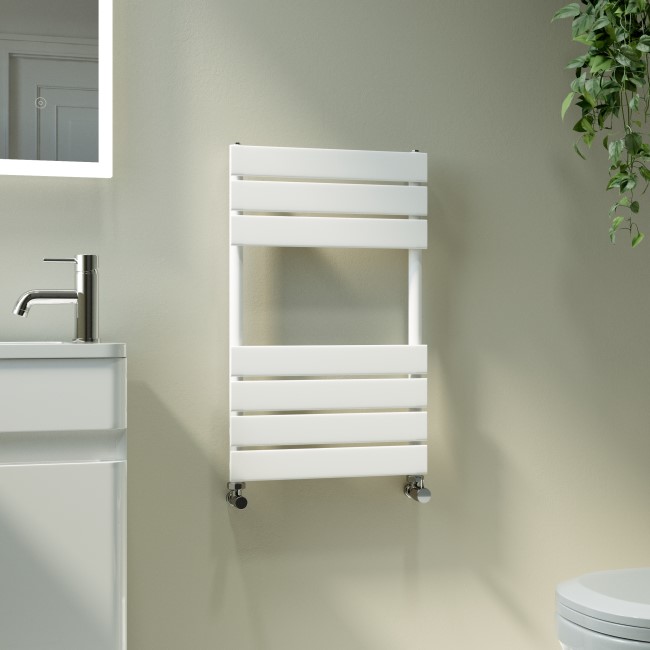 Riace White Vertical Flat Towel Radiator 650x400mm Single Panel 870 BTU