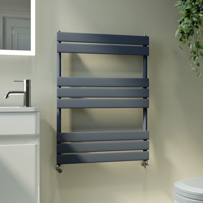 Riace Anthracite Vertical Flat Towel Rail Radiator 800x600mm Single Panel 1406 BTU