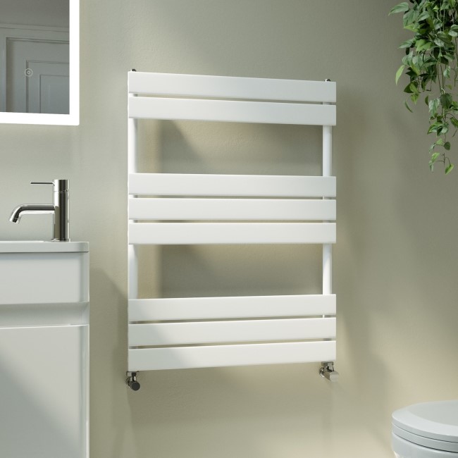 Riace White Vertical Flat Towel Rail Radiator 800x600mm Single Panel 1406 BTU