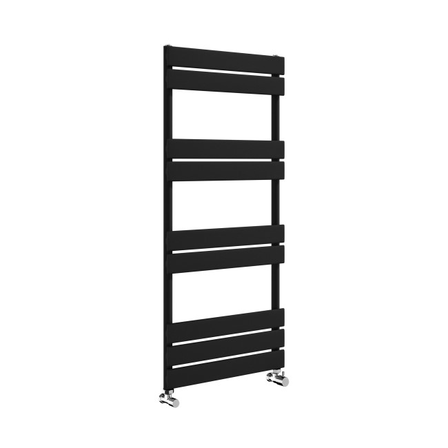 Riace Midnight Black Vertical Flat Towel Rail Radiator 1000x450mm Single Panel 1365 BTU