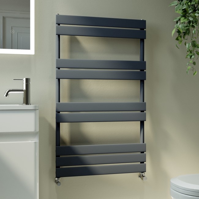 Riace Anthracite Vertical Flat Towel Rail Radiator 1000x600mm Single Panel 1712 BTU