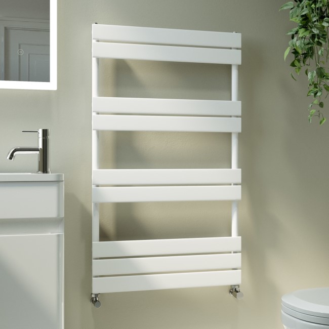 Riace White Vertical Flat Towel Rail Radiator 1000x600mm Single Panel 1712 BTU