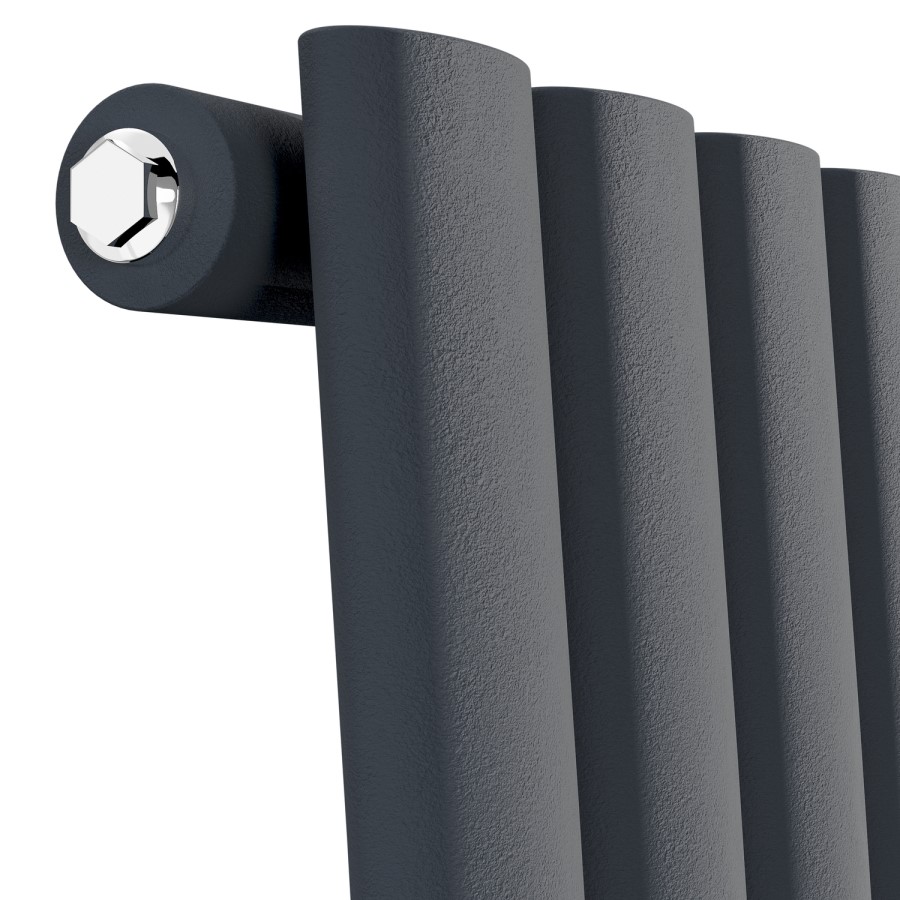 Onda Anthracite Vertical Oval Waved  Designer Radiator 1800x413mm Single Panel 2926 BTU