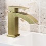 Brushed Brass Cloakroom Mono Basin Mixer Tap - Wave