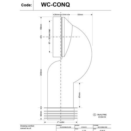 McAlpine WC-CONQ 90° Space Saver Pan Connector