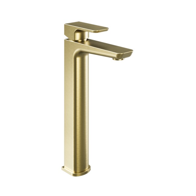 Brushed Brass Tall Basin Mixer - Zana