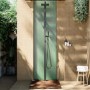 Black Thermostatic Mixer Outdoor 2 Outlets Shower Set with Wood Effect Base  - Zen