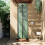 Black Thermostatic Mixer Outdoor 2 Outlets Shower Set with Wood Effect Base  - Zen