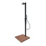 Black Thermostatic Mixer Outdoor 2 Outlets Shower Set with Wood Effect Base  - Zen