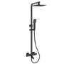 GRADE A1 - Black Square Thermostatic Bar Bath Mixer Shower Set with Slide Rail Kit & Hand Shower - Zana