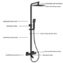 GRADE A1 - Black Square Thermostatic Bar Bath Mixer Shower Set with Slide Rail Kit & Hand Shower - Zana