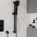 Black Square Adjustable Height Slide Rail Kit with Hand Shower - Zana